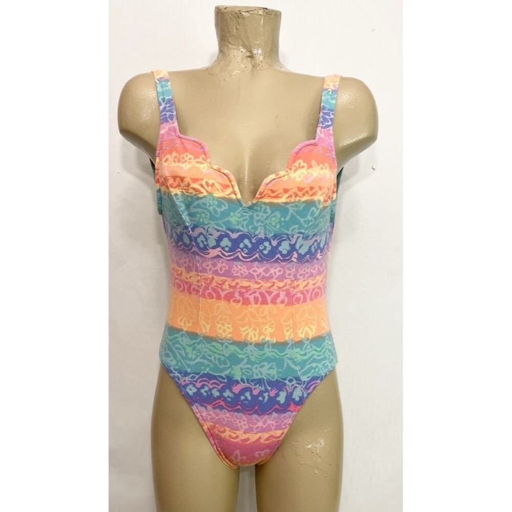 Vintage Jantzen Swimsuit Size 11 12 Bathing Suit One Piece Swim Suit Cotton VTG